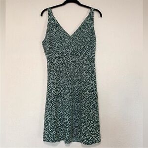 Green and white floral mini dress with adjustable straps